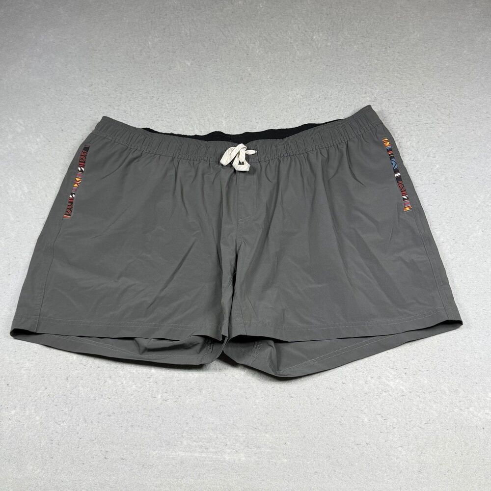 Wowie Shorts Mens 3XL Gray Tribal Aztec Trim Drawstring Poly Stretch Outdoor